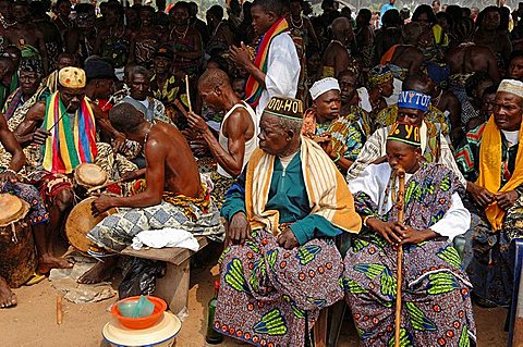 Kings and royal families, International festival dedicated to the art and culture of Vodun (voodoo), Town of Ouidah, Benin, Western Africa